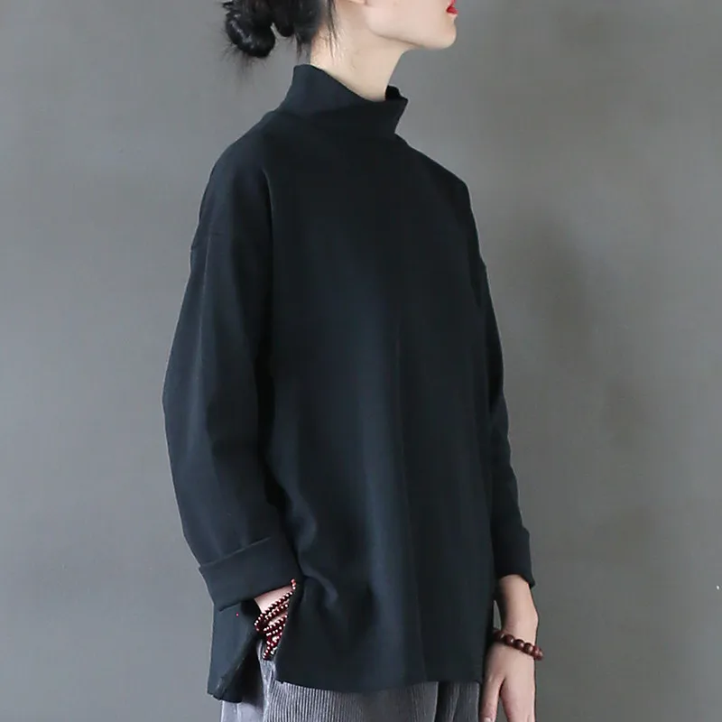 2020 осенние женские топы scuwлен повседневный Однотонный пуловер с высоким воротом