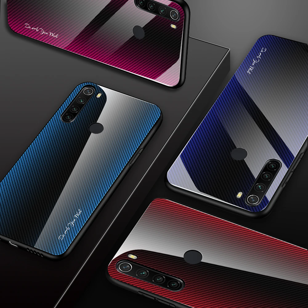Цветной Жесткий Чехол для Xiaomi Redmi Note 8 7 6 5 K20 Pro 7A Стекло Защитный чехол Mi A3 9 SE CC9E