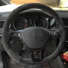 Чехол рулевого колеса автомобиля нескользящий черная замша кожа для Volkswagen VW Golf 7 Mk7 новые поло Jetta Passat B8 Tiguan Sharan