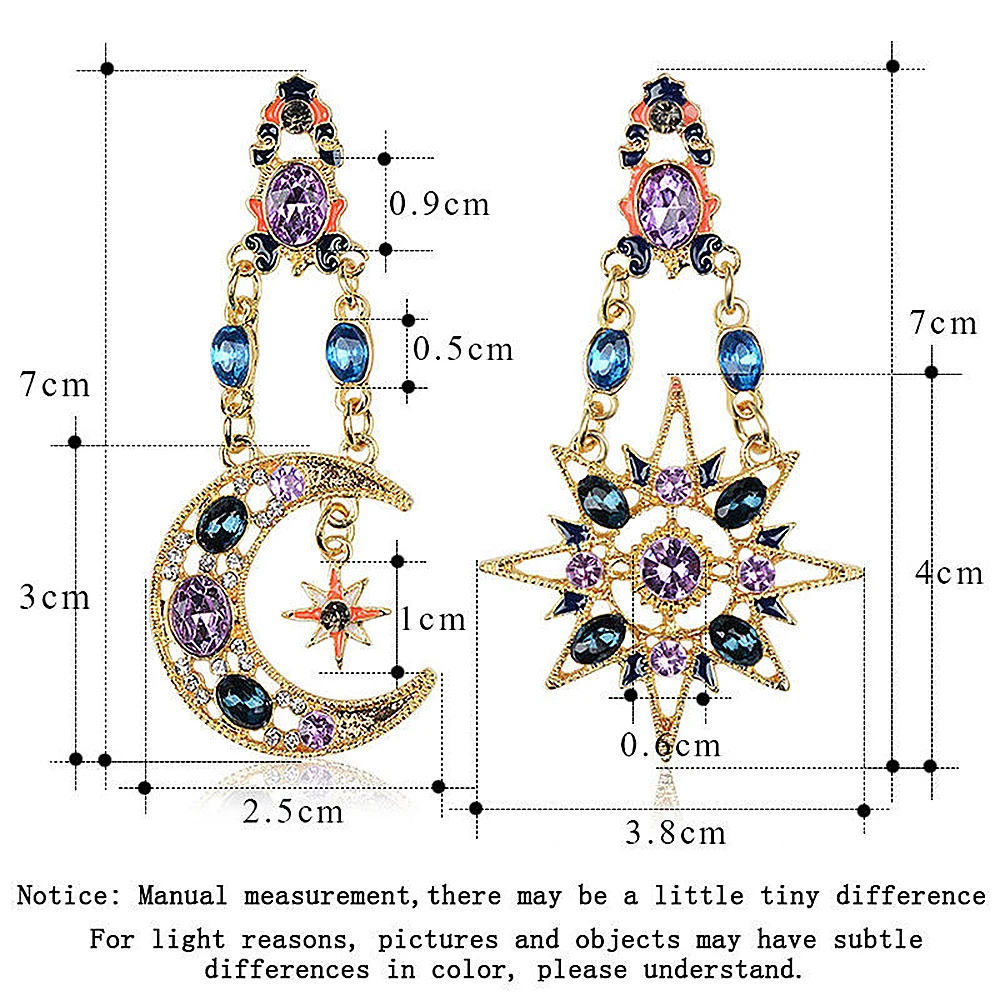 

New Fashion Elegant Crystal Drop Long Moon Sun Pendant Dangle Earrings Women Gift Wholesale orecchini rombo arracadas de moda