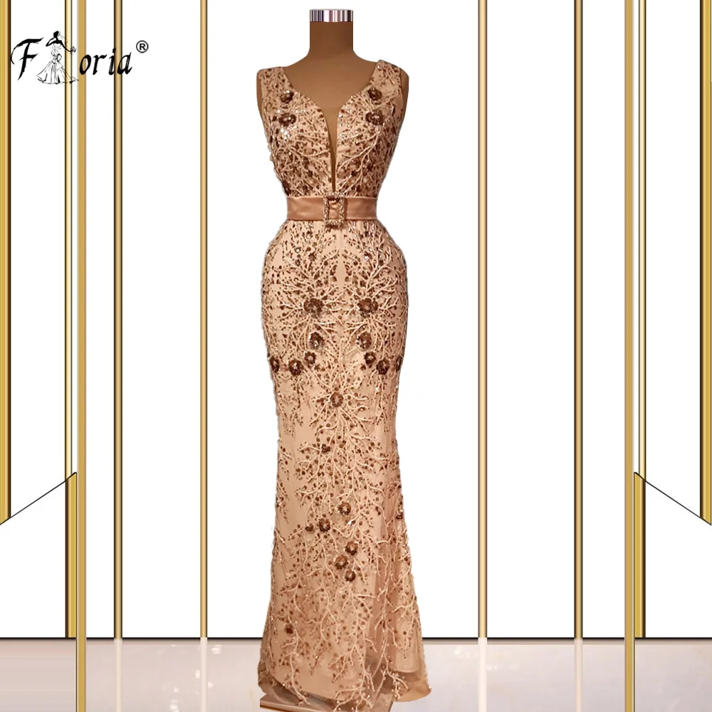 

Элегантное Вечернее Платье с V-образным вырезом и бусинами 2021, розовое платье в пол без рукавов с блестками для женщин, вечерние платья, элег...