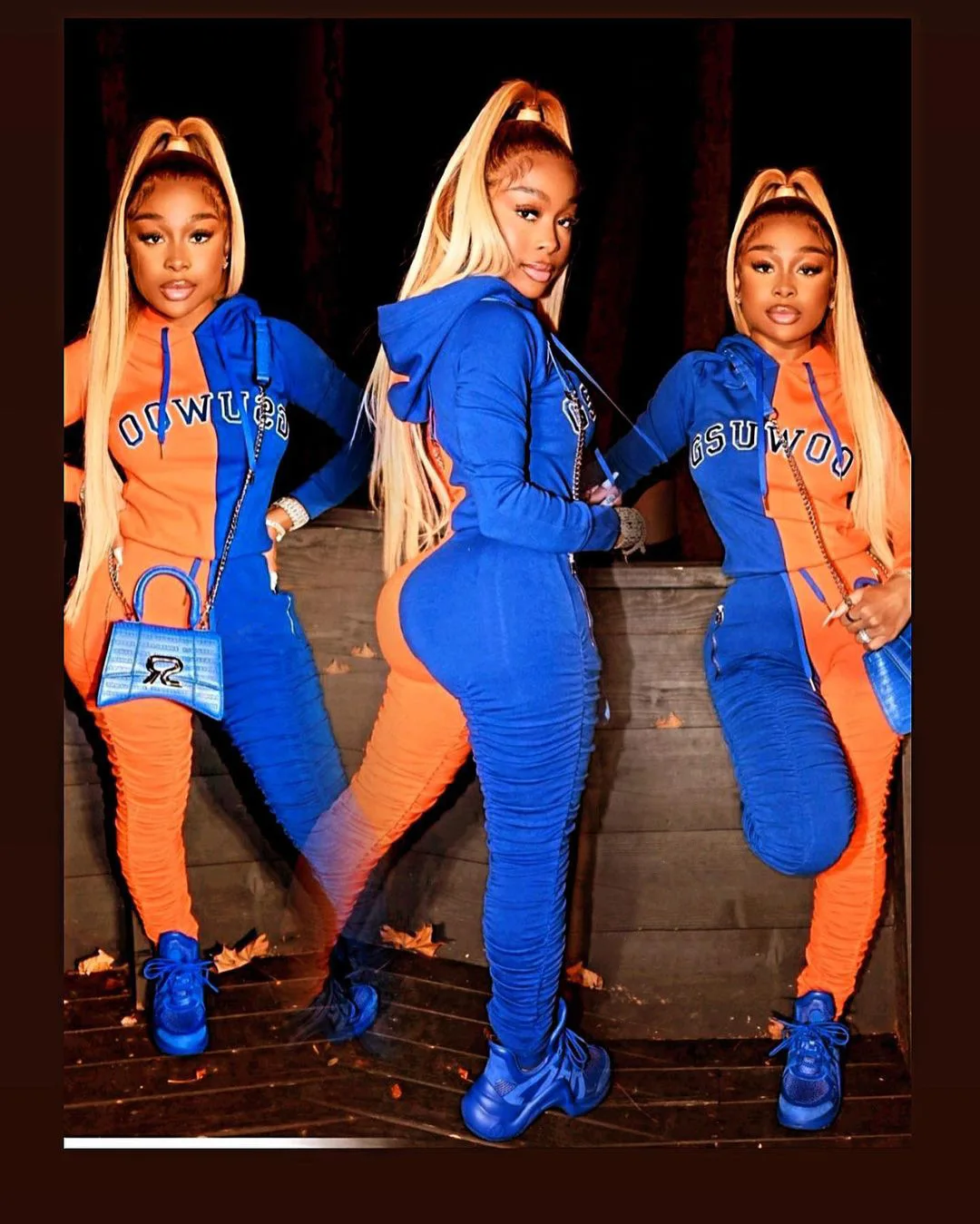 

AJ4110 2021 new color matching embroidery hooded casual suit, sweatshirt fabric pleated sports suit, home service