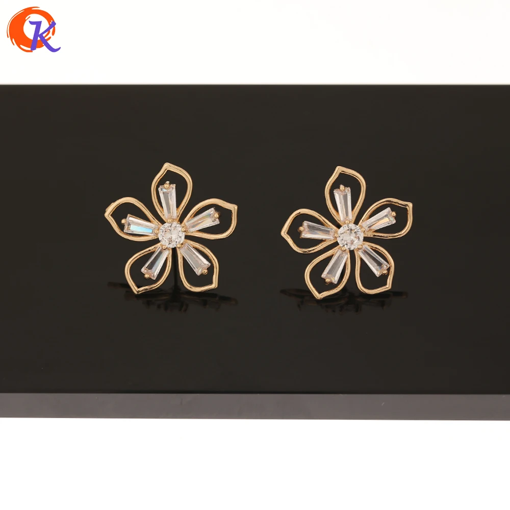 

Cordial Design 30Pcs 24*24MM CZ Earrings Stud/Jewelry Accessories/Flower Shape/Hand Made/Earring Findings/DIY Jewelry Making