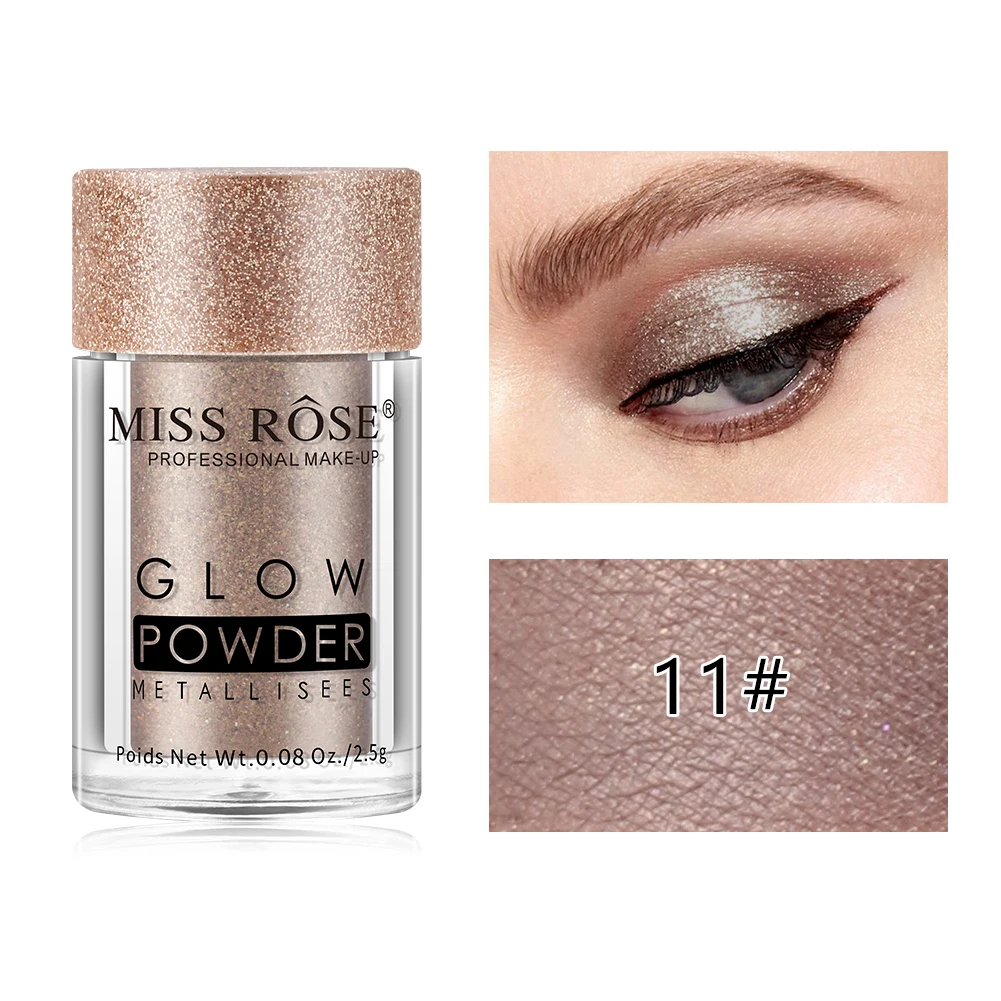 11 MISS ROSE, блестящие тени для век, рассыпчатая пудра, блестящий хайлайтер, матовые тени для век, пигментная пудра, мерцающие тени для век, косметика TSLM1 - Цвет: 11