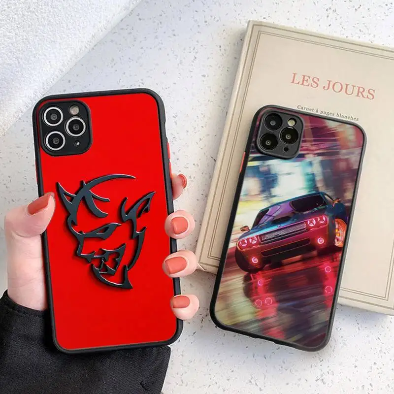 

Sport Car Dodges Viper Phone Case Black Transparent Matte For IPhone 7 8 11 12 S Mini Pro X XS XR MAX Plus Cover Shell