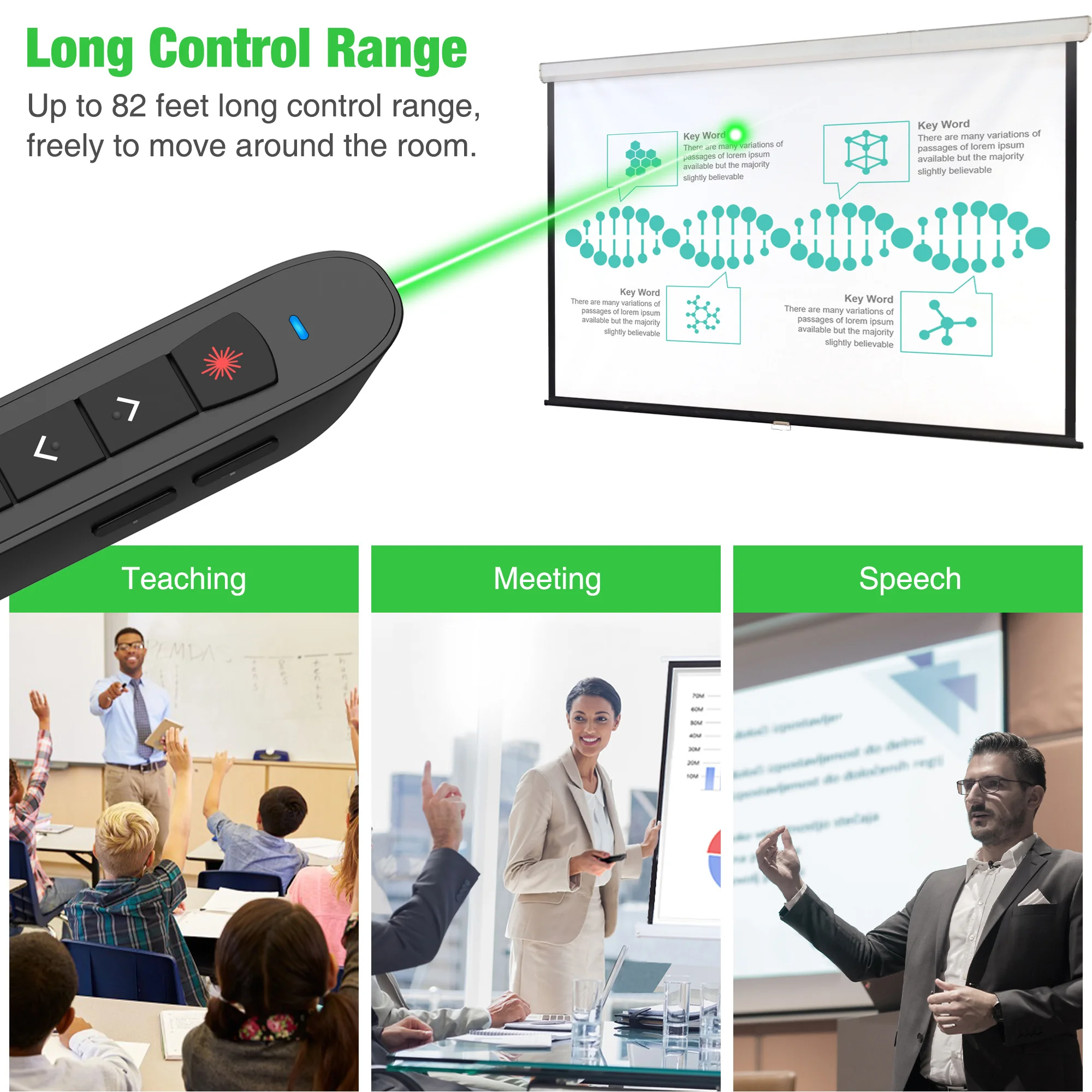 Беспроводной Презентер с зеленой лазерной указкой 2 4 ГГц