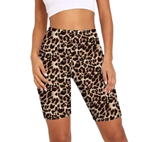 summer leopard serpentine print hot shorts for women fashion high waist slim sport biker shorts activewear female streetwear
