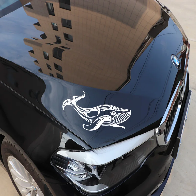 

YJZT 10CM*17.4CM Beautiful Whale Decal Car Fashion Personality Decorative Accessories Car Stickers Black/Silver C30-0215