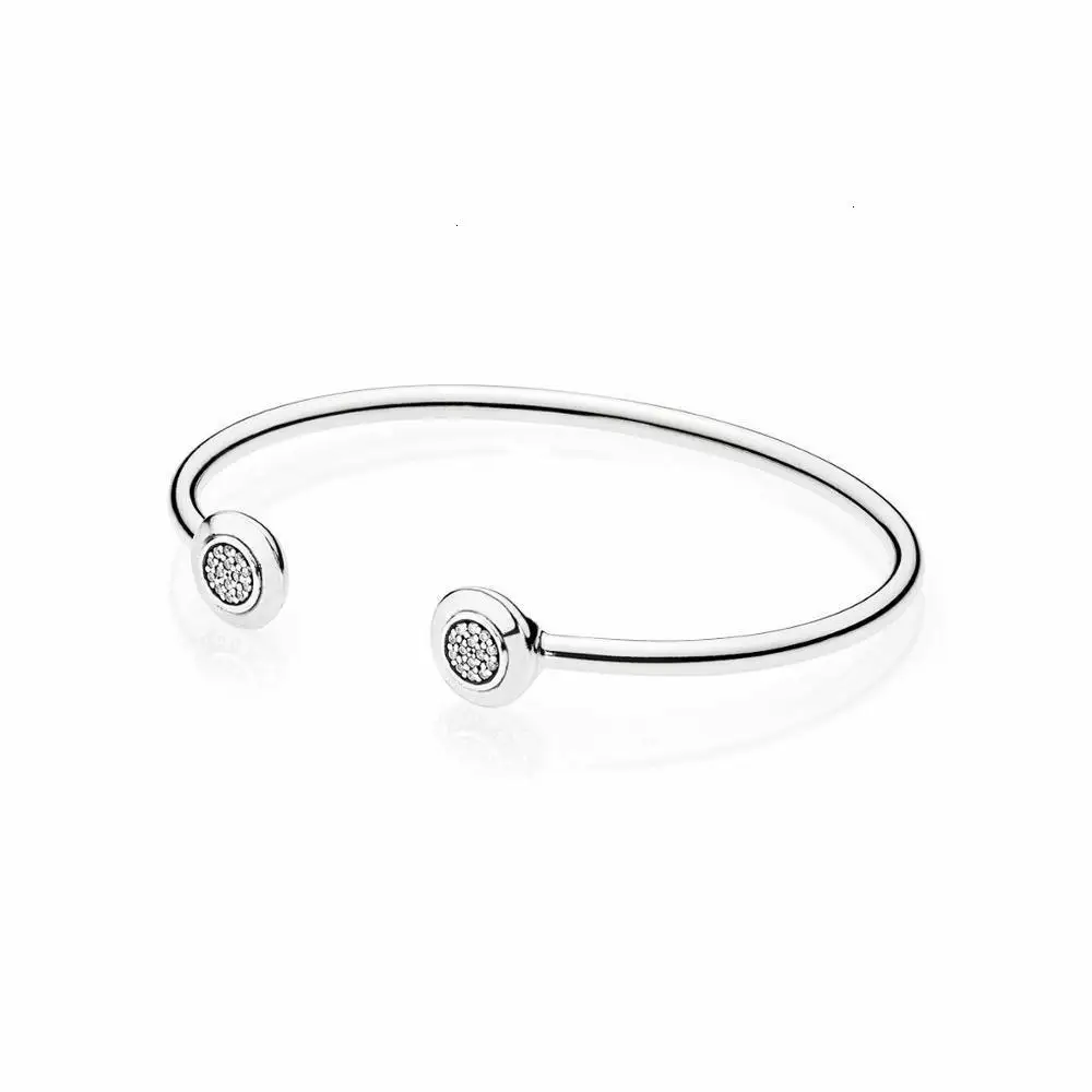 

Rose Gold And Silver Color Two Round Shape Buckle pan Bracelets For Women Diy Charms Bangles Jewelry