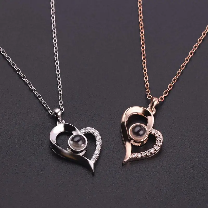 100 языков I Love You ожерелье памяти Projectio n Амор Женский сплава кулон Ювелирное колье