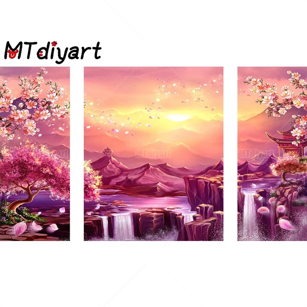

Landscape Triptych 3pcs Diamond Painting 5D DIY Full Drill Mosaic Multi-picture Wall Sticker Combination Cross Stitch Home Decor