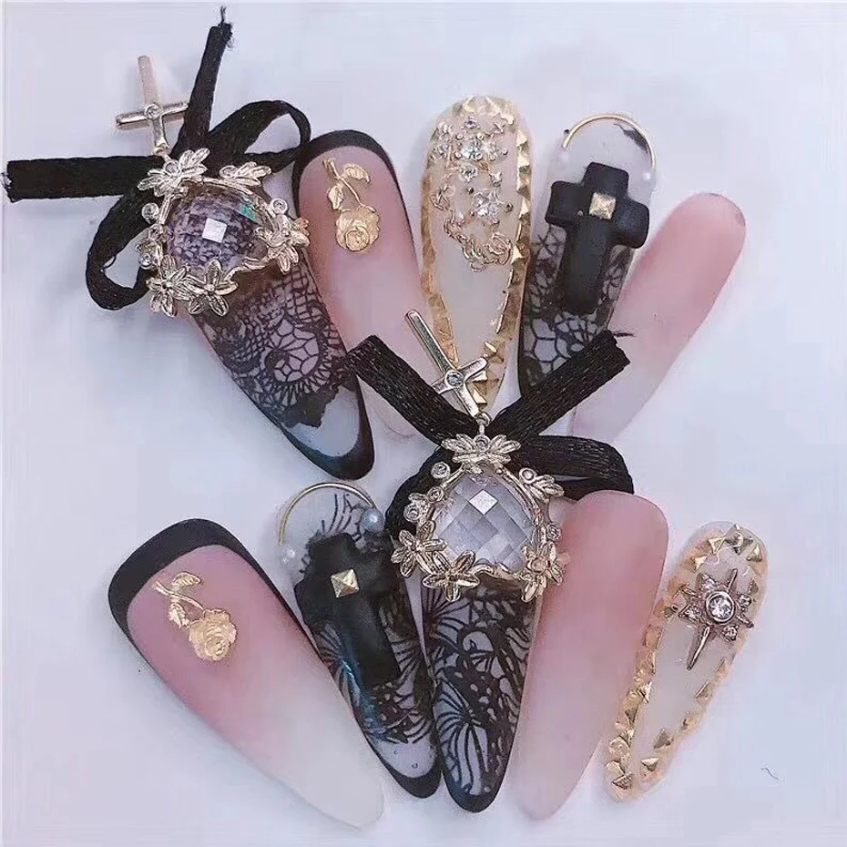 10 шт. голографические черно-белые кружевные фольги для ногтей лазерная полоса