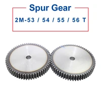 1 piece spur gear 2m53545556t rough hole 16mm motor gear 45carbon steel material high quality pinion gear total height 20mm
