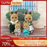 4pc 112 miniature dollhouse furniture accessories set plush dolls forest critters rabbit reindeer family toy for girl christmas