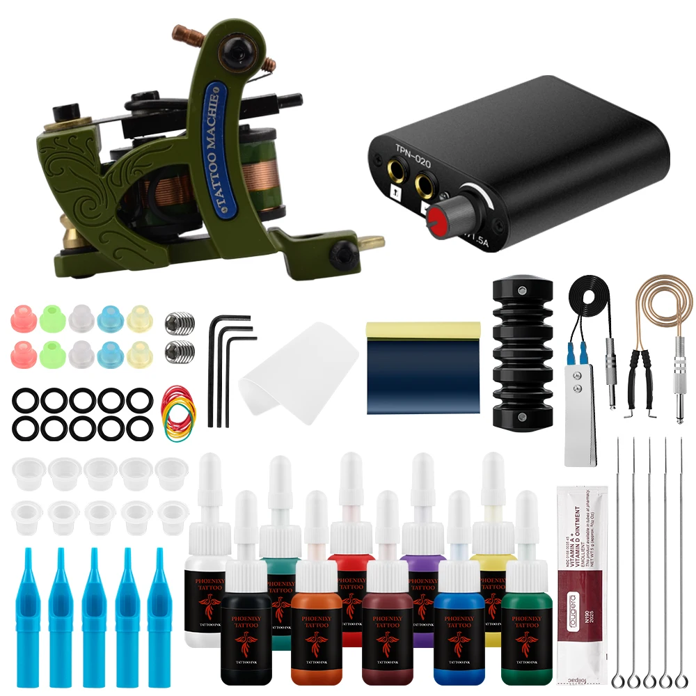 

Professional One Machine Tattoo Kits Tattoo Machine For Beginners Permanent Makeup Tattoo Machines Rotary Gun With Practice Skin