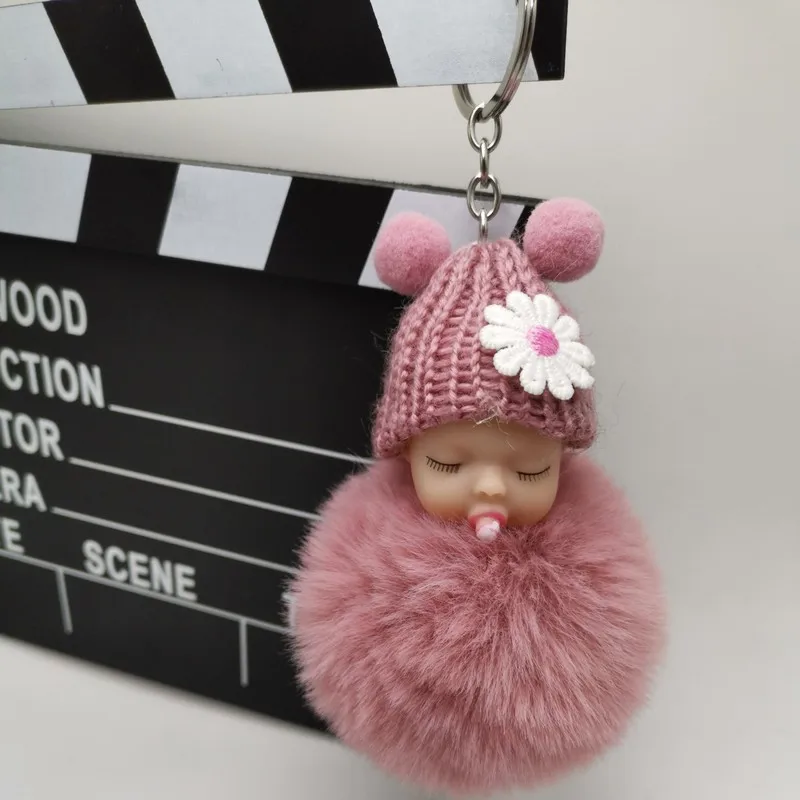 Милый спальный брелок для детской куклы из искусственного меха с помпоном