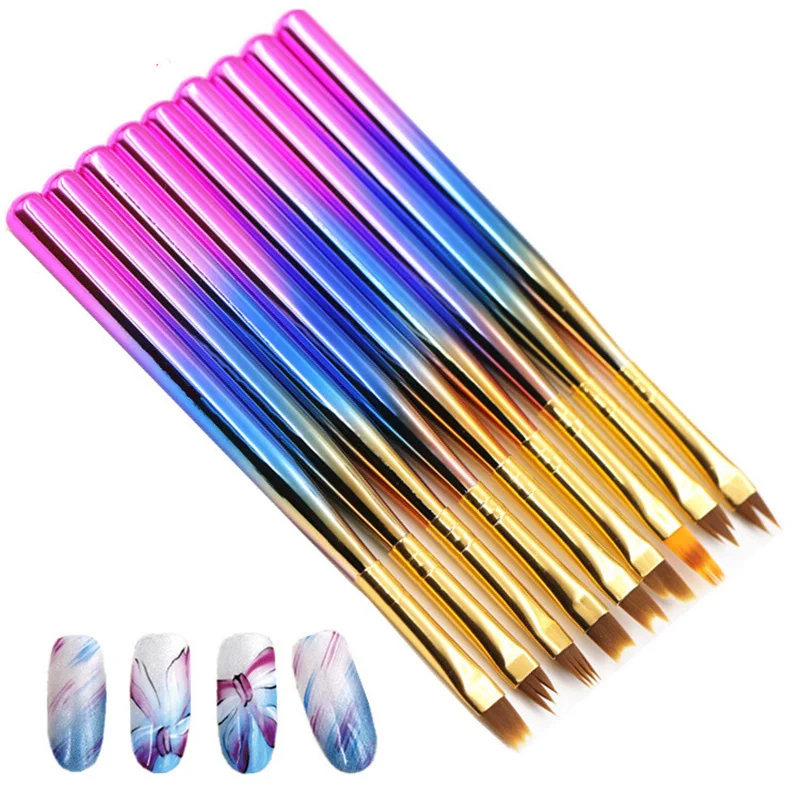 

9 Style Nail Art Pen Brush French Tips Smile Moon Shaped Acrylic UV Gel Polish Painting Drawing Gradient Manicure Tool