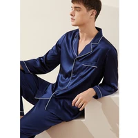 mens 100 real silk pajamas set for men sleepwear loungewear long sleeve button down pj with pocket luxury 19 momme