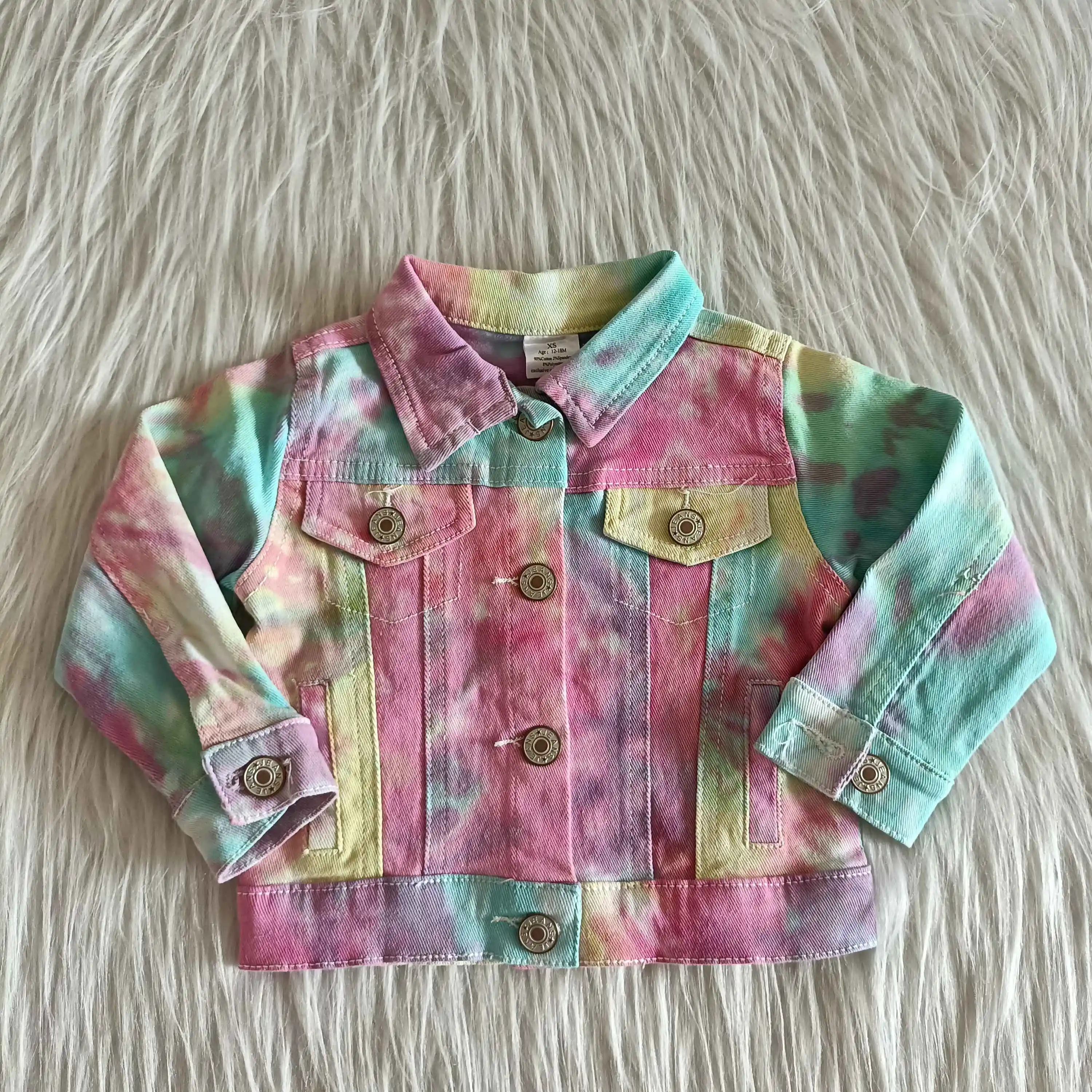 

2020Toddler Kids Baby Girls Boys Denim Fastener Jacket Outwear Clothes Infant Baby Jeans Coat for Girl Tie Dye color Outwear RTS