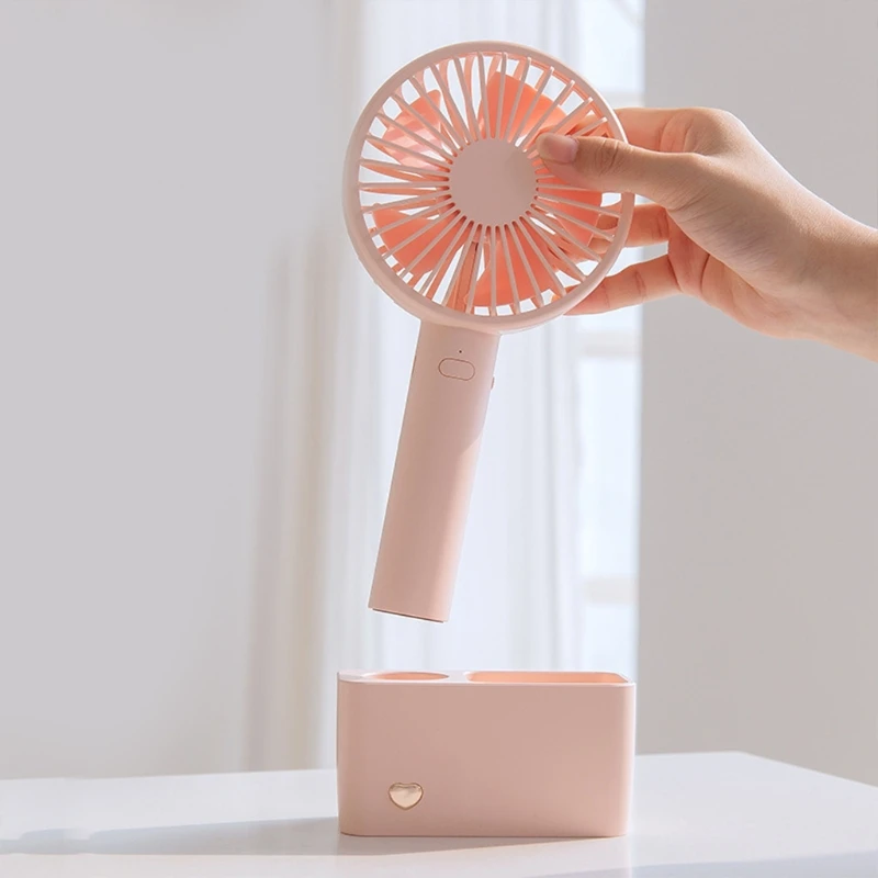 

Mini USB Handheld Fan with Base Electric Fan 3 Speed Personal Small Desktop Table Quiet Fan