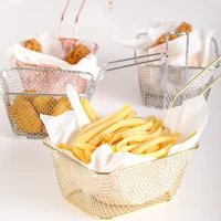 french fries basket stainless steel portable chips net mesh mini frying basket strainer fryer kitchen chef basket colander tools