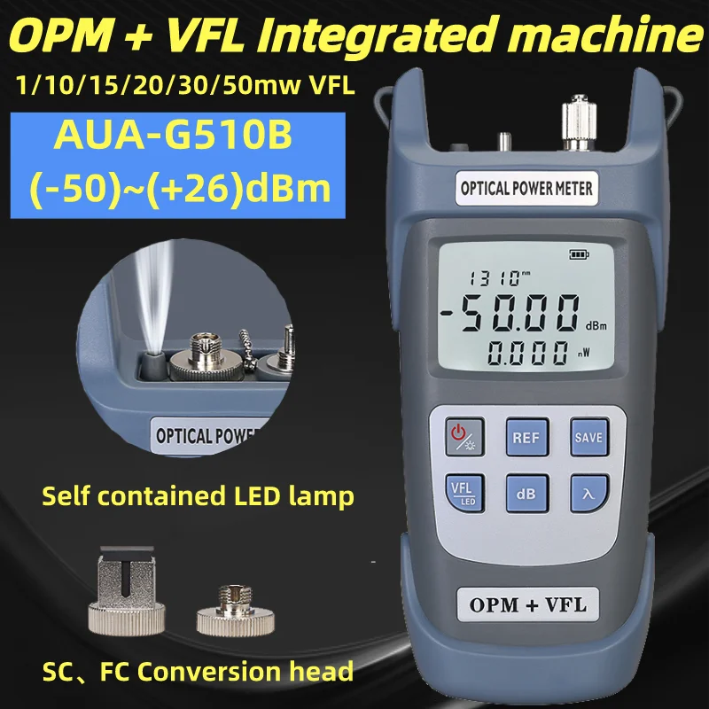 

3 в 1 оптический измеритель мощности (-50 ~ + 26 дБм) и Визуальный дефектоскоп (1/10/15/20/30/50 МВт) и светодиодный индикатор FTTH тестер оптического волок...