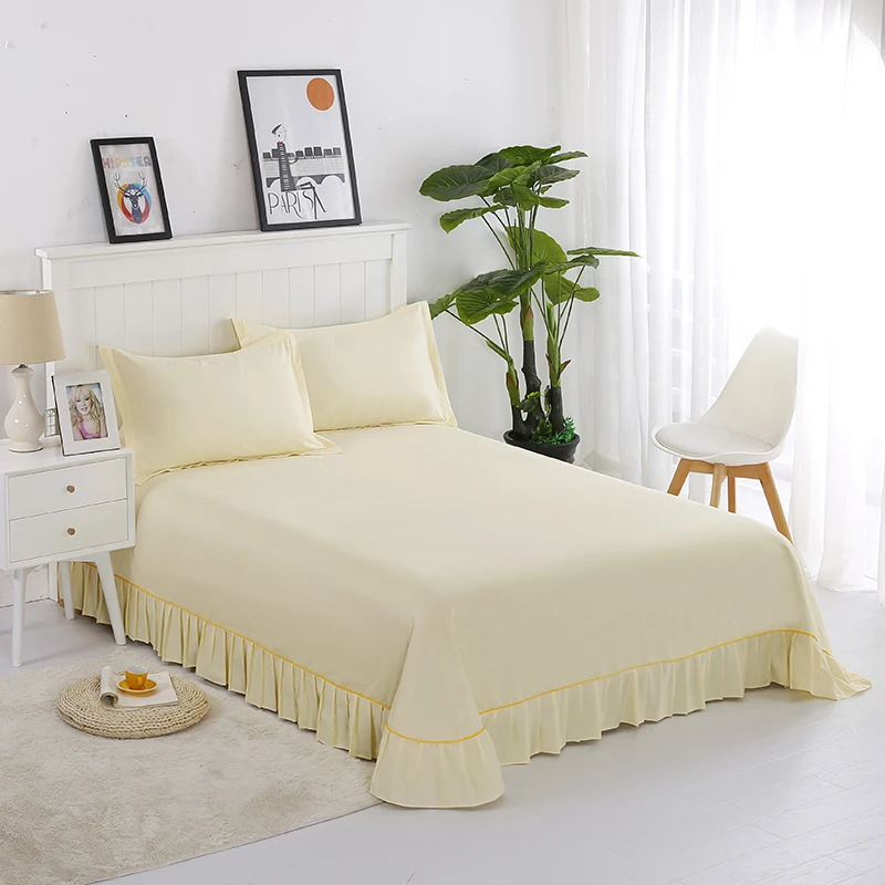 beige 1 шт хлопок утолщенная простыня фиксированный ремень Мягкий Нескользящий Король Королева сплошной цвет покрывало высокое качество покрывало - Цвет: beige