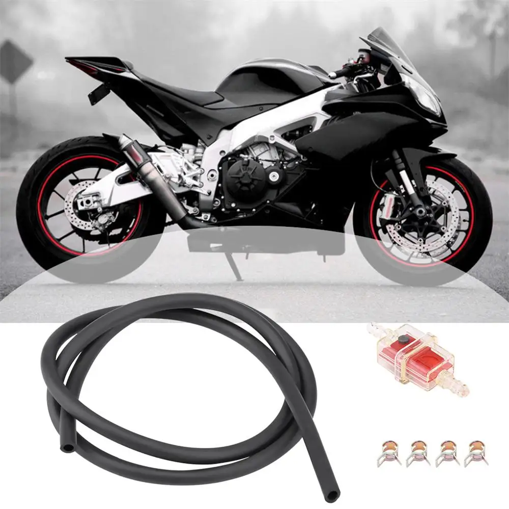 

6mm 1/4 inch Motorcycle Scooter Square Red Fuel Filter Fuel Hose Line Clamp Set Accessories