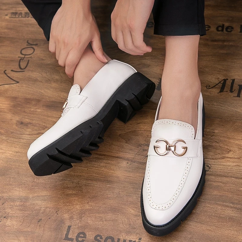 2021 summer new style personality Korean fashion men's casual leather shoes peas leather shoes leather shoes