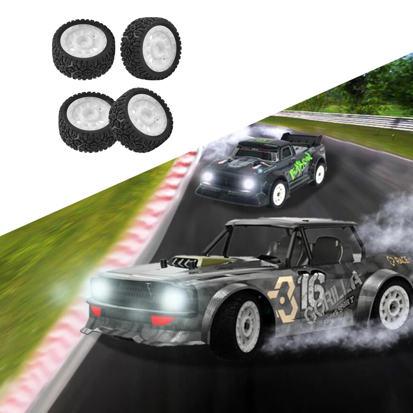4x Flat Running Tires Rubber Wheel for SG-1603 1/16 Racing Truck Parts | & Accs