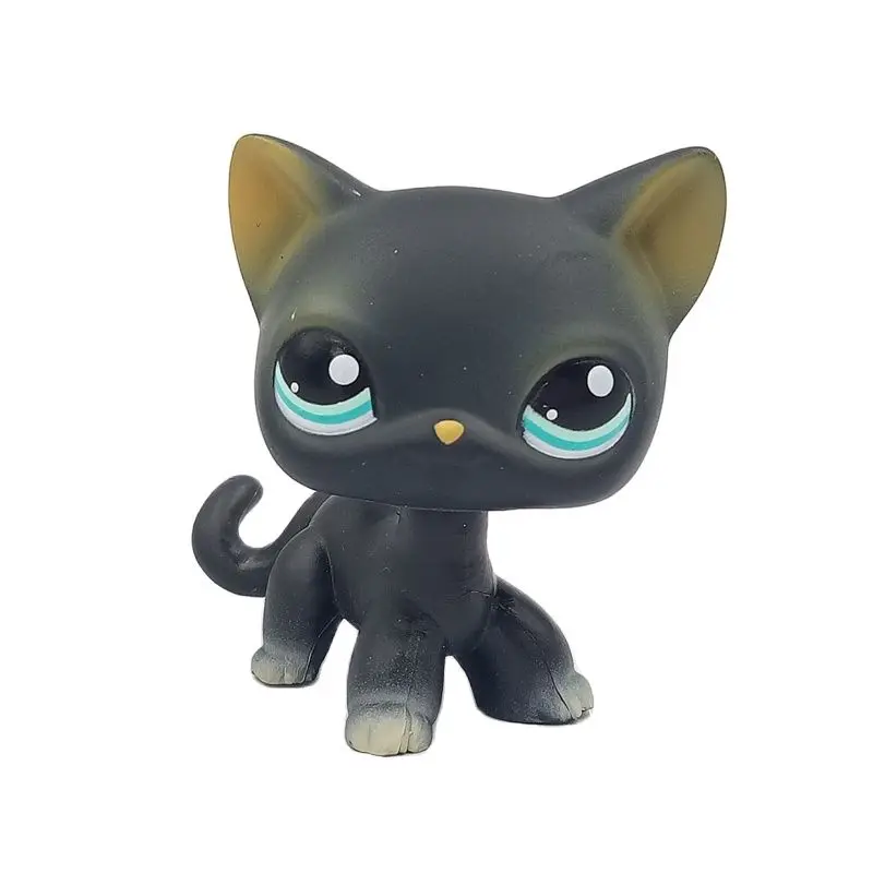 

LPS CAT Littlest pet shop bobble head toys rare short hair cat #994 old black standing blue eyes original animal toys kitty