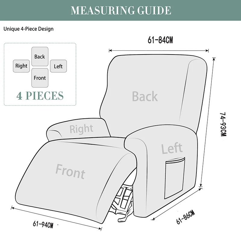 Новинка 4 отделения толстый Бархатный Чехол для кресла с откидывающейся спинкой