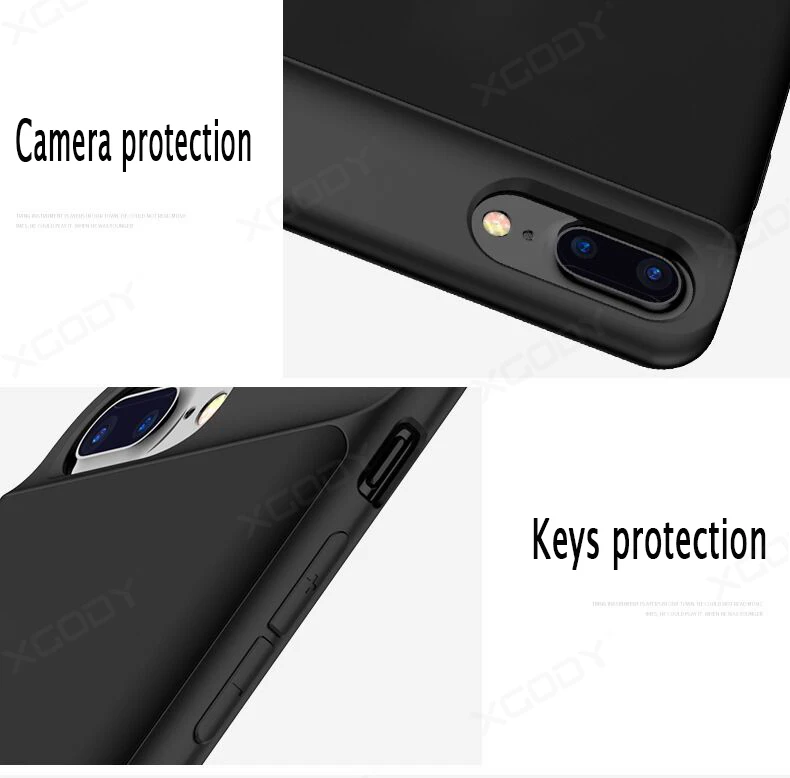 XGODY батарея чехол для iPhone 6P 6SP 7P 8P Силиконовый противоударный аккумулятор зарядное устройство чехол 3700 мАч тонкий внешний аккумулятор чехол