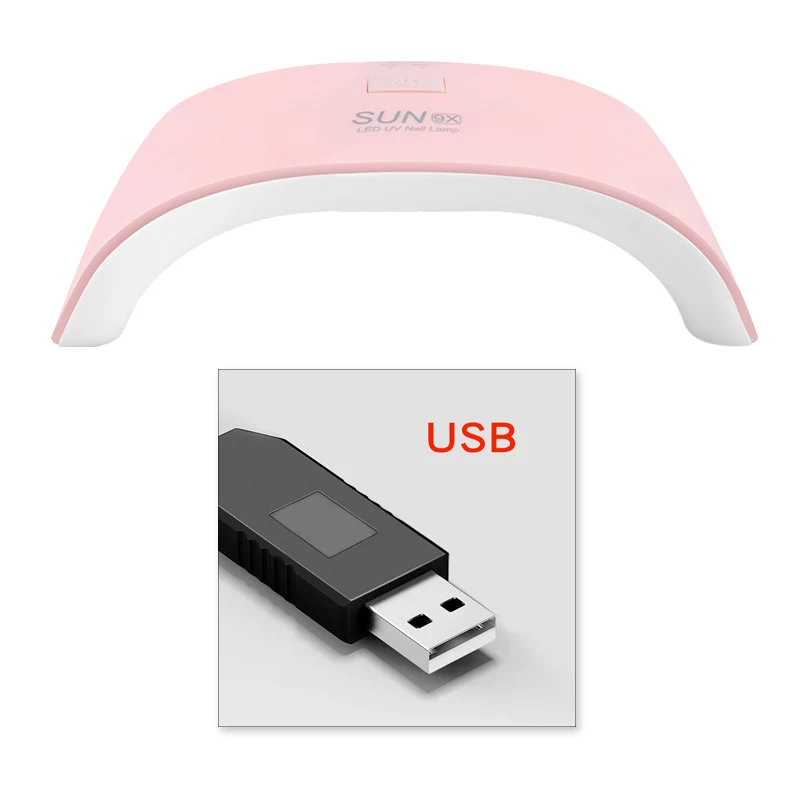 

SUN9x USB Charge pink Nail Dryer 24W UV LED Lamp Gel Nail Polish Machine with Sensor for Thanksgiving Present nails tools