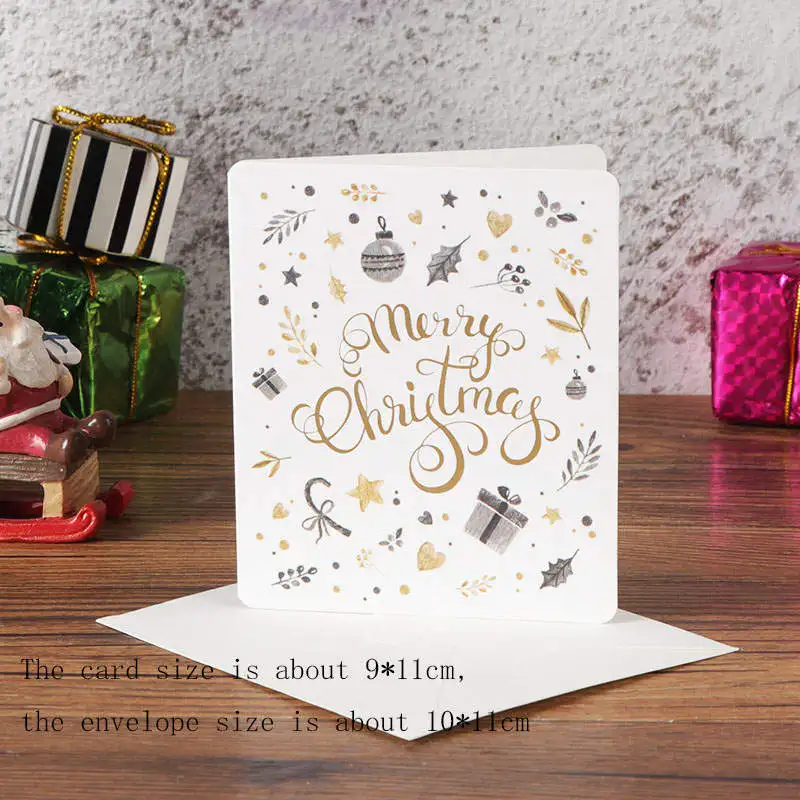 white gift 5 шт творческие Счастливого Рождества, ПРИВЕТСТВИЕ КАРТЫ золото бронзового цвета открытка Подарочная Рождественский Год поздравительные открытки - Цвет: white gift