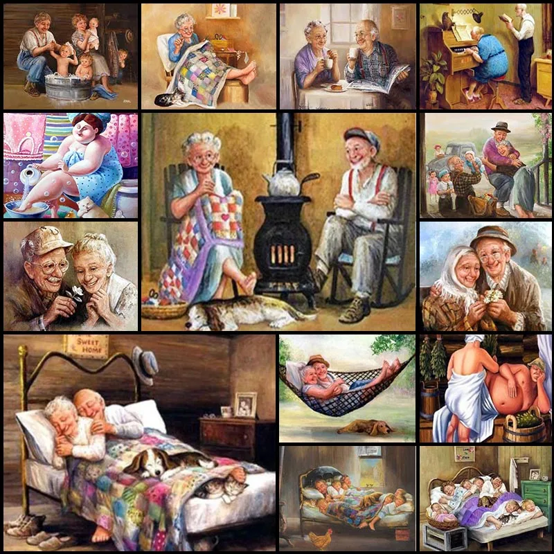 

Diamond painting 5d embroidery Cross stitch Family elderly bathing color love bed full square Mosaic home decor Paintings 3D DIY
