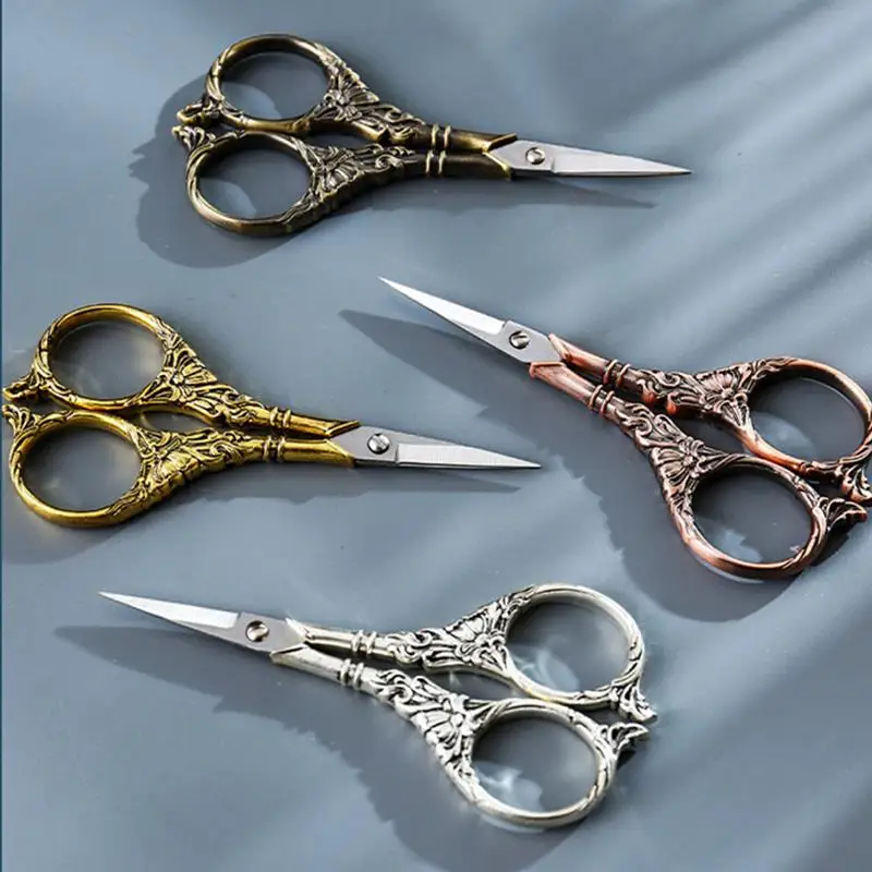 

Дизайнерские европейские профессиональные швейные ножницы в стиле ретро с рисунком лилии, швейные принадлежности, золотые ножницы, мини-аксессуар для ткани