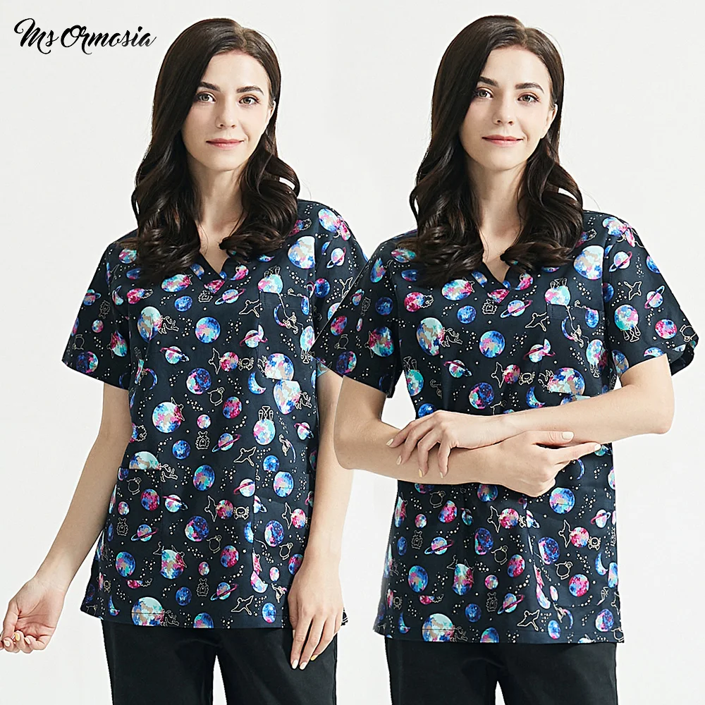 Женские и мужские костюмы с принтом звездного неба топы коротким рукавом V