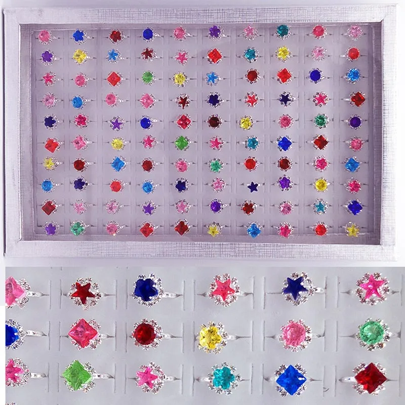 10 шт. Детские кольца с кристаллами и жемчугом|Сувениры для вечеринок| |