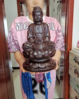 40cm large southeast asia efficacious protection worship ebony wooden sakyamuni buddha home shop shrine altar feng shui statue