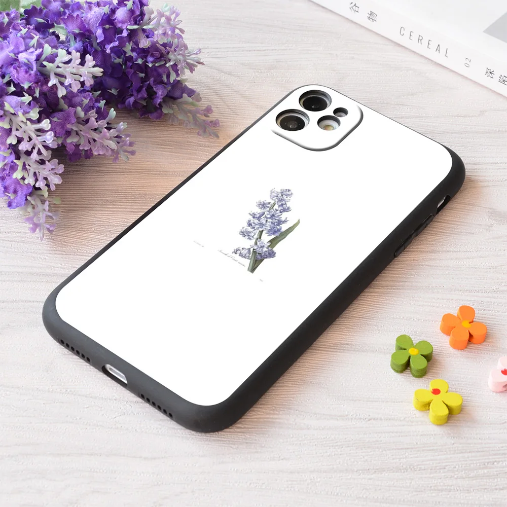 

For iPhone Vintage Blue Hyacinth Flower Print Soft Matt Apple Case