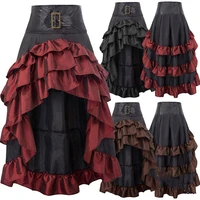 s 5xl victorian asymmetrical ruffled satin lace trim gothic skirts vintage women corset skirt steampunk cosplay dress costumes
