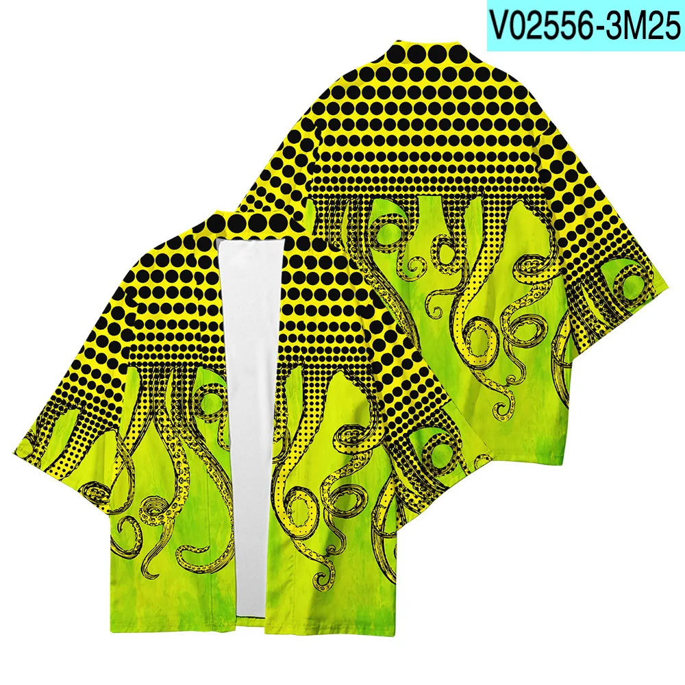 

Plus Size XXS-6XL Octopus Print Loose Japanese Streetwear Cardigan Women Men Harajuku Haori Kimono Cosplay Top Shirts Yukata