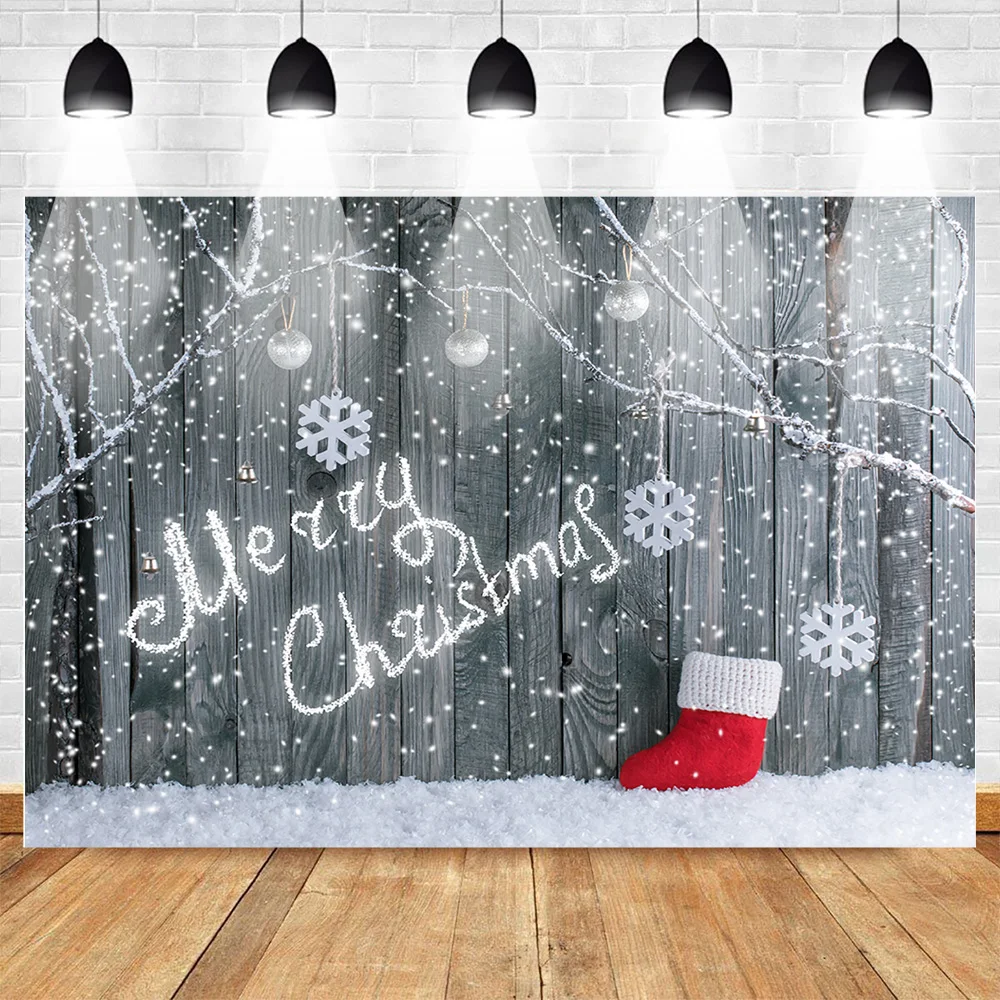 

MOCSICKA Рождественский фон для фотосъемки Счастливого Рождества деревянный пол фон рождественские носки шар снежинка Фото фоны