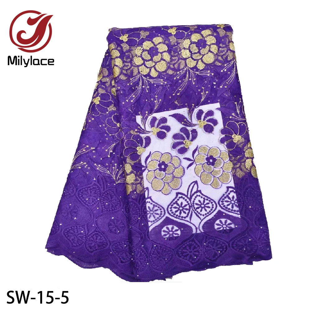 Недорогая африканская кружевная ткань Milylace с камнями швейный материал