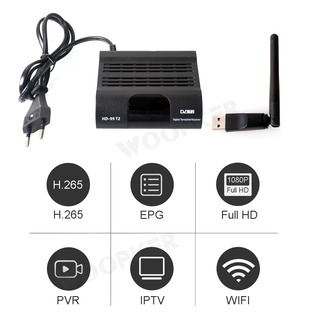 DVB T2 ТВ тюнер DVB-C Tdt цифровой коробка Dvb-t2 Wi-Fi HD 1080P компьютерной приставки к HEVC H265