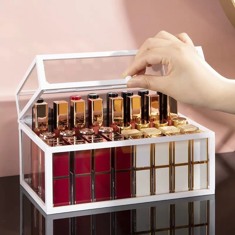 

15/24/40 Grids Large Capacity Lipstick Organizer Dust-proof Acrylic Lipstick Storage Box with Lid Cosmetics Nail Polish Holder