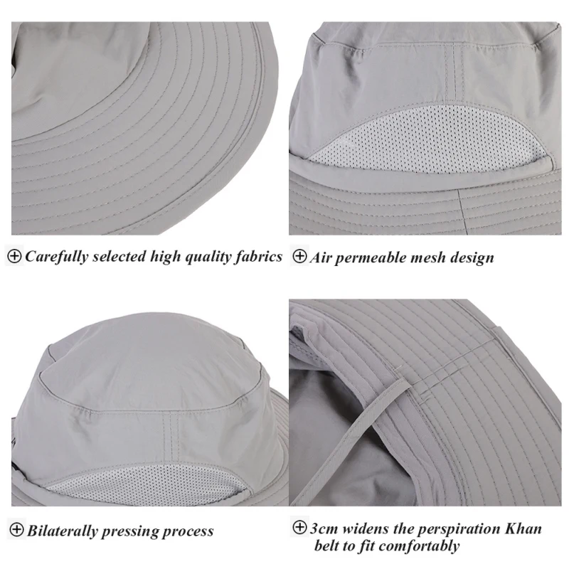Outdoor UPF 50+ Unisex Hat Summer Sun Caps Wide Brim Breathable Nylon Waterproof | Аксессуары для одежды