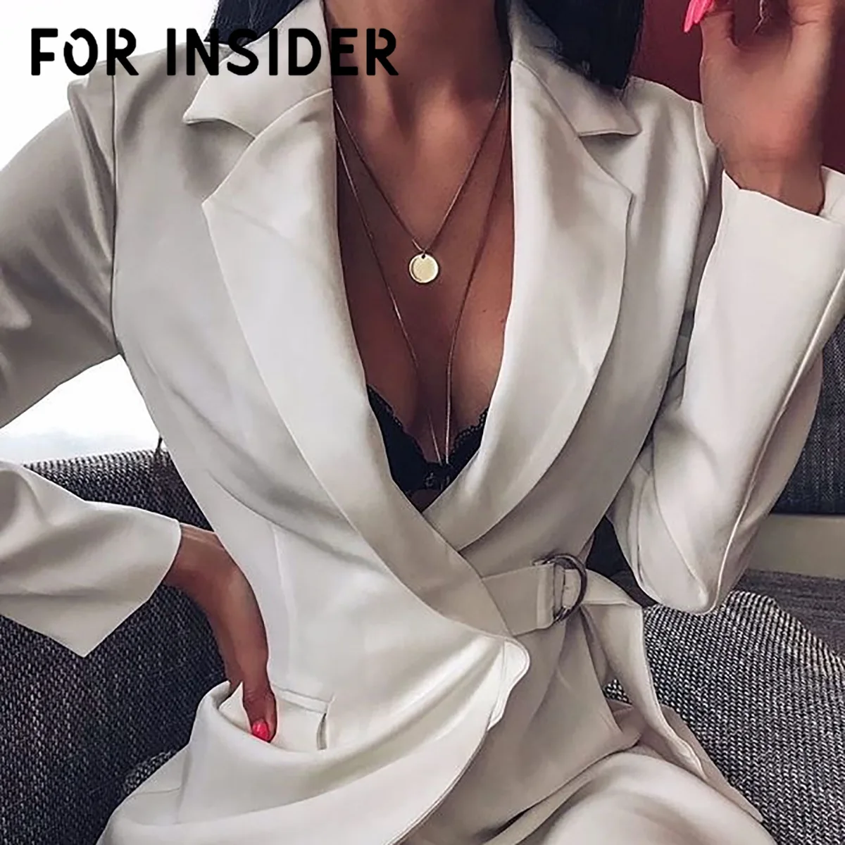 Для Insider длинный рукав белый для женщин блейзеры куртки офиса леди Ретро стиль