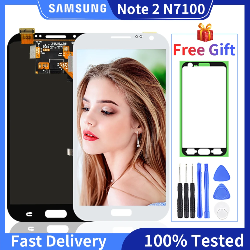 100% Оригинальный SUPER AMOLED N7100 ЖК дисплей с рамкой для SAMSUNG Galaxy Note 2 N7105 сенсорный экран
